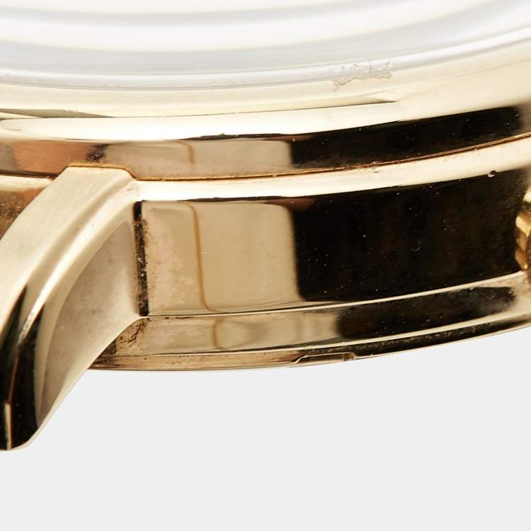 Pre Owned Marc by Marc Jacobs Gold Plated Stainless Steel Leather MBM8651 Unisex Wristwatch 38 mm