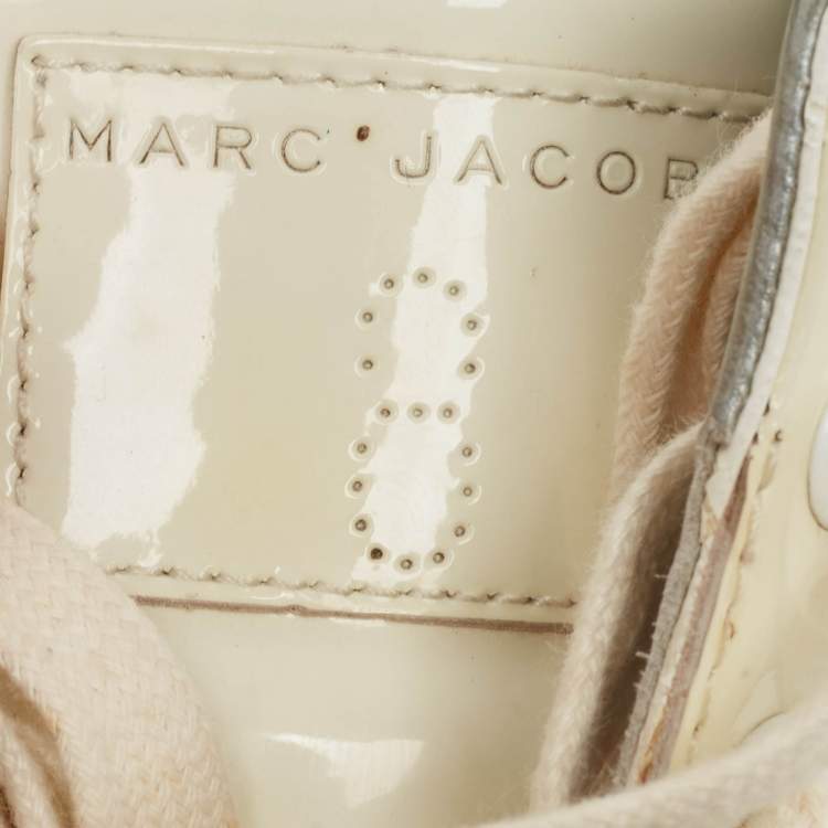 Pre Owned Marc Jacobs White Patent Leather Low Top Sneakers Size 42