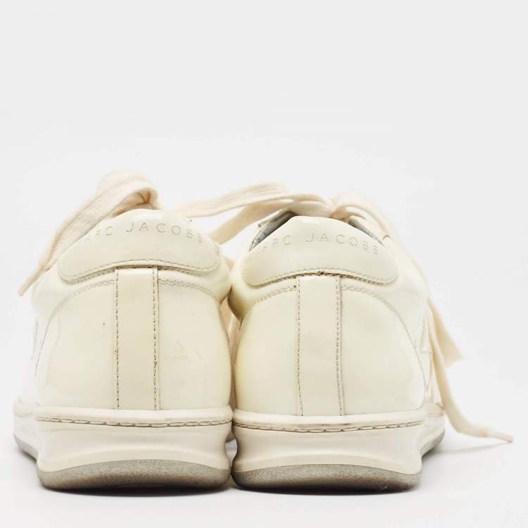 Pre Owned Marc Jacobs White Patent Leather Low Top Sneakers Size 42