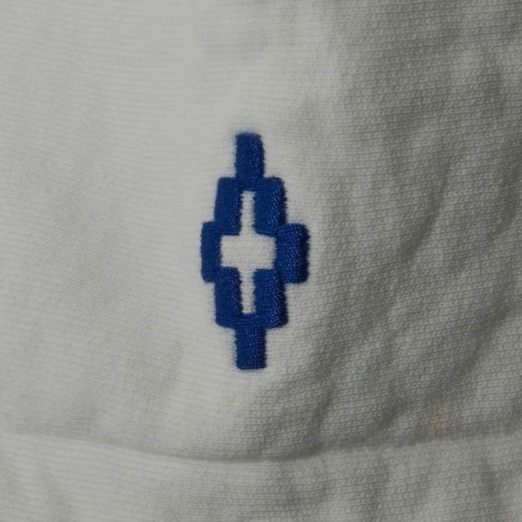 Pre Owned Marcelo Burlon White Printed Cotton Knit Hooded Sweatshirt S
