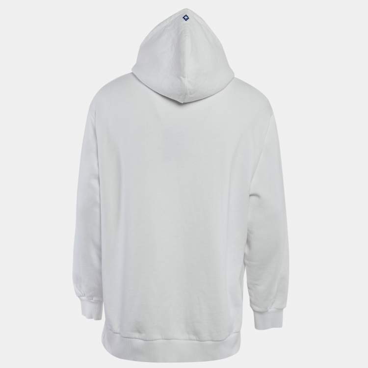 Pre Owned Marcelo Burlon White Printed Cotton Knit Hooded Sweatshirt S