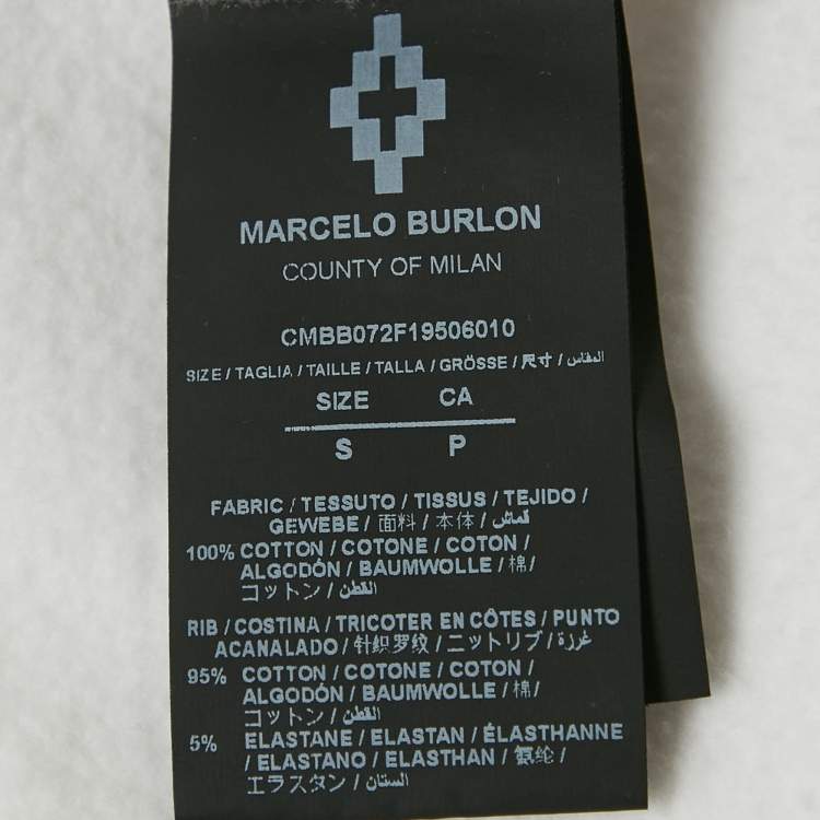 Pre Owned Marcelo Burlon White Printed Cotton Knit Hooded Sweatshirt S