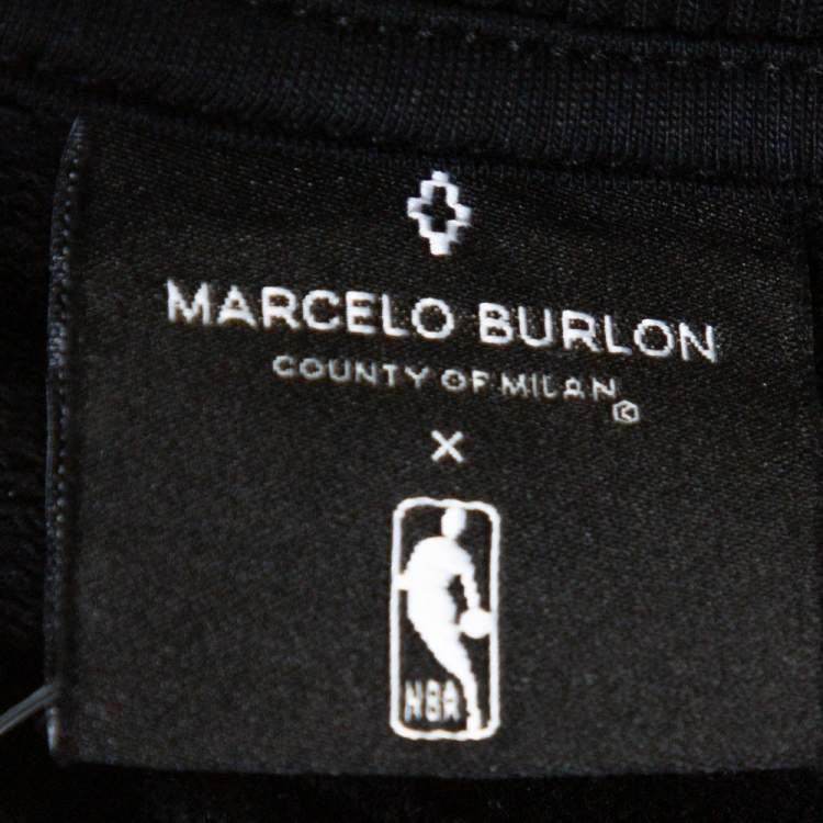 Pre Owned Marcelo Burlon X NBA Black Chicago Bulls Print Cotton Sweatshirt L