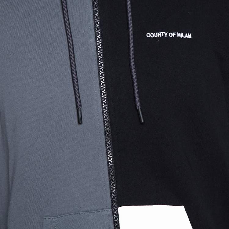 Pre Owned Marcelo Burlon Colour Block Cotton Zip Front Hoodie S