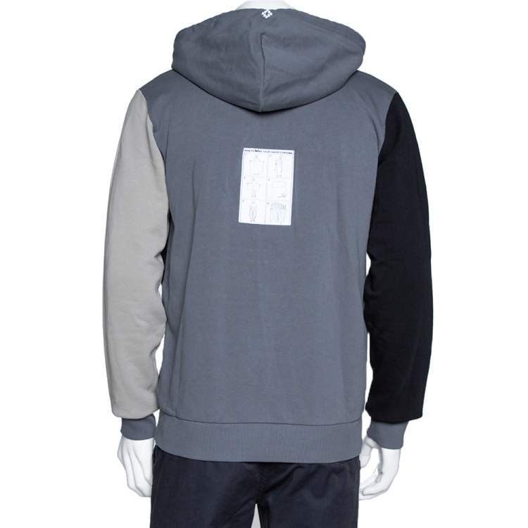 Pre Owned Marcelo Burlon Colour Block Cotton Zip Front Hoodie S