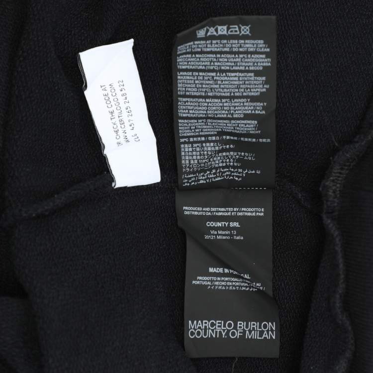 Pre Owned Marcelo Burlon Black Wings Printed Cotton Knit Hoodie S