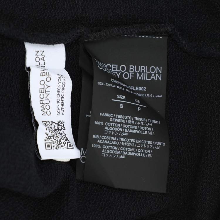 Pre Owned Marcelo Burlon Black Wings Printed Cotton Knit Hoodie S