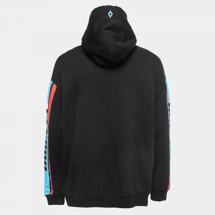 Pre Owned Marcelo Burlon Black County Stripe Print Cotton Hoodie M