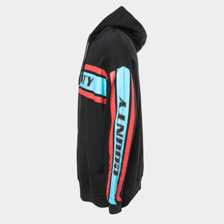 Pre Owned Marcelo Burlon Black County Stripe Print Cotton Hoodie M