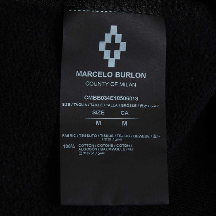 Pre Owned Marcelo Burlon Black County Stripe Print Cotton Hoodie M