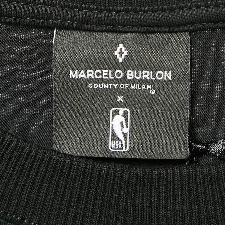 Pre Owned Marcelo Burlon x NBA Black NY Knicks Print Cotton and Mesh Trim T-Shirt S