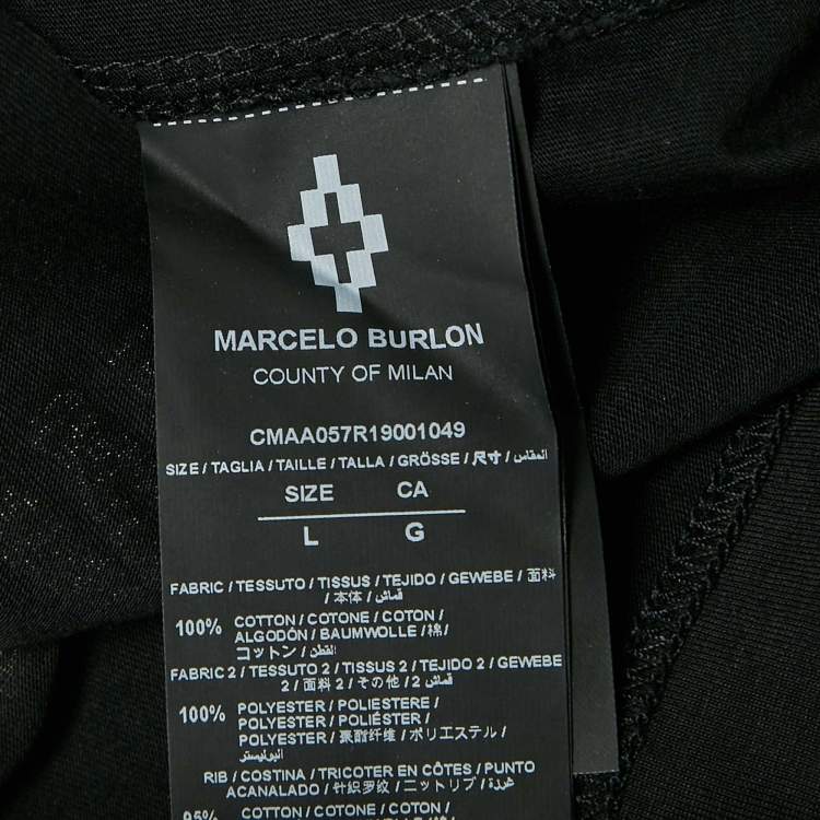 Pre Owned Marcelo Burlon x NBA Black NY Knicks Print Cotton and Mesh Trim T-Shirt S