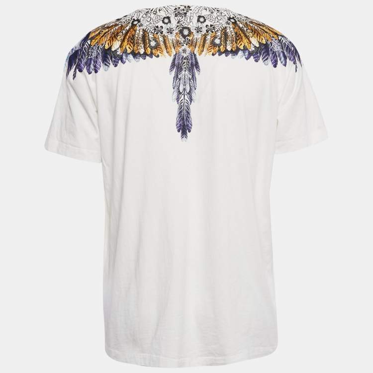 Pre Owned Marcelo Burlon White Hawaiian Wings Print Cotton Crew Neck T-Shirt XL