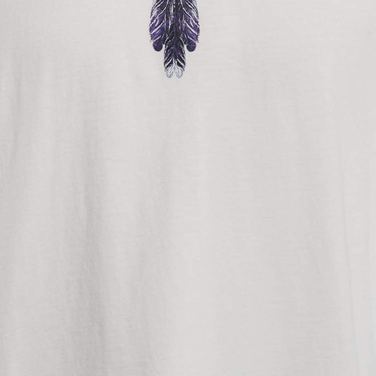 Pre Owned Marcelo Burlon White Hawaiian Wings Print Cotton Crew Neck T-Shirt XL