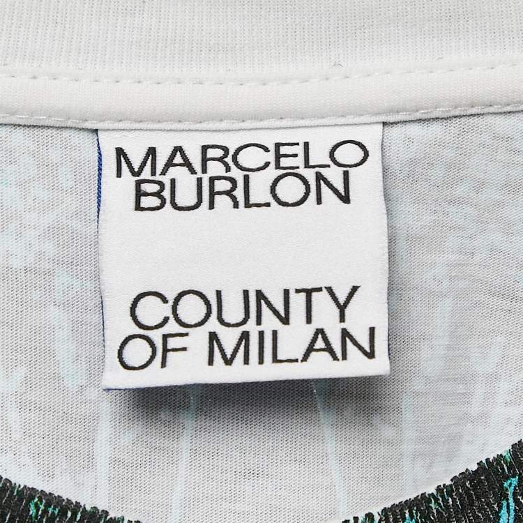مملوكة مسبقًا Marcelo Burlon White Feather Print Crew Neck T-Shirt XXL