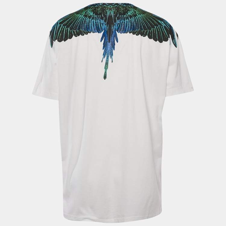 مملوكة مسبقًا Marcelo Burlon White Feather Print Crew Neck T-Shirt XXL