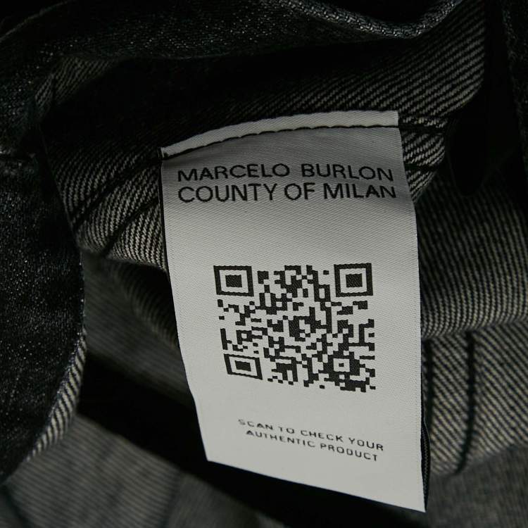 Pre Owned Marcelo Burlon Black Denim Wings Print Button Front Jacket L