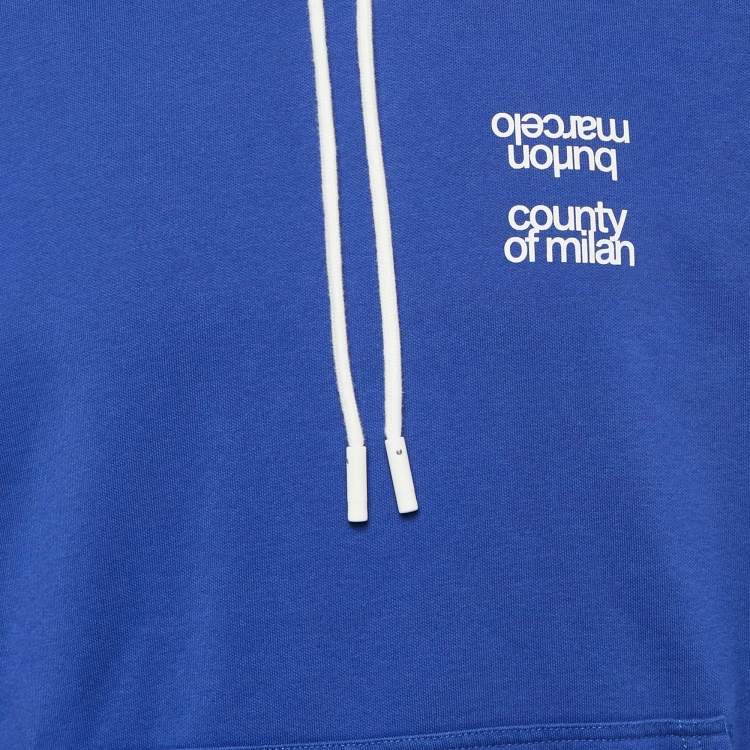 Pre Owned Marcelo Burlon Blue Printed Cotton Hoodie L