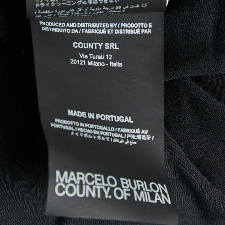Pre Owned Marcelo Burlon Black Printed Jersey Crewneck T-Shirt L