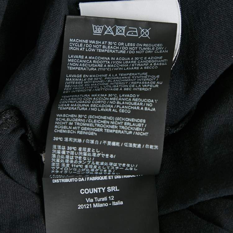 Pre Owned Marcelo Burlon Black Printed Jersey Crewneck T-Shirt L