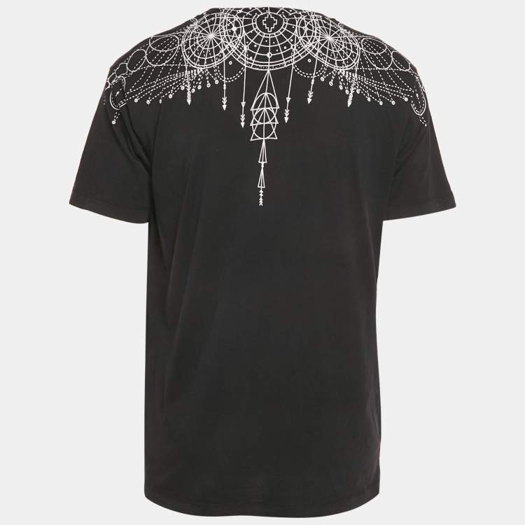 Pre Owned Marcelo Burlon Black Printed Jersey Crewneck T-Shirt L