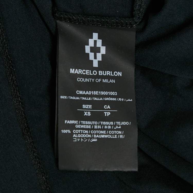 مملوكة مسبقًا Marcelo Burlon Black Wings Print Cotton Crew Neck T-Shirt XS
