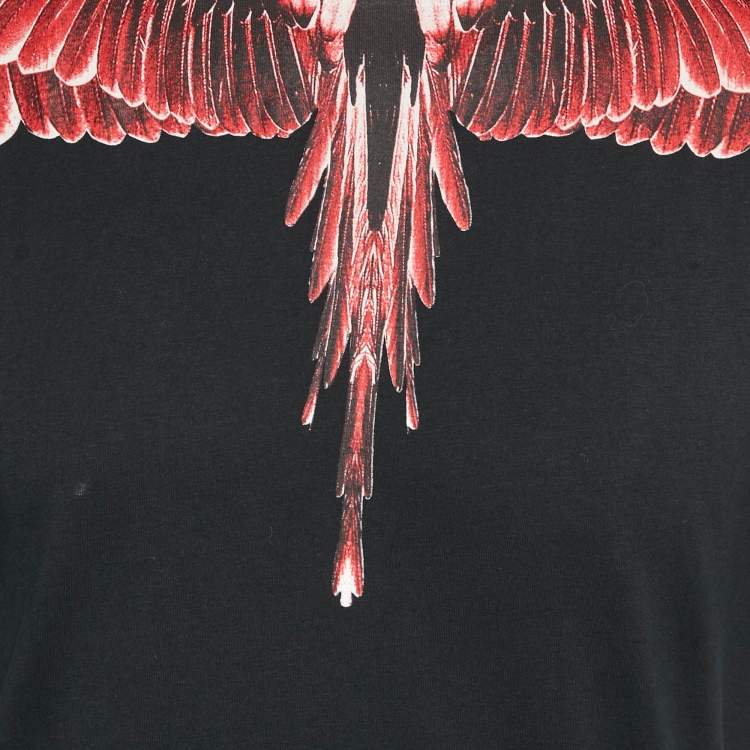 مملوكة مسبقًا Marcelo Burlon Black Wings Print Cotton Crew Neck T-Shirt XS
