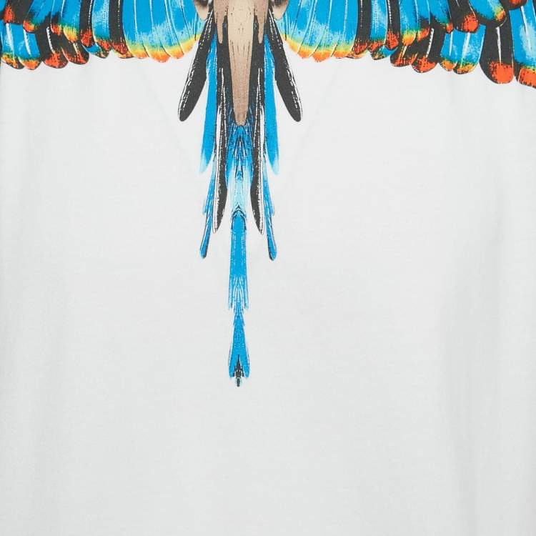 مملوكة مسبقًا Marcelo Burlon White/Blue Icon Wings Print Cotton T-Shirt M