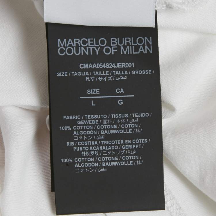 Pre Owned Marcelo Burlon White Graffiti Wings Print Cotton T-Shirt L