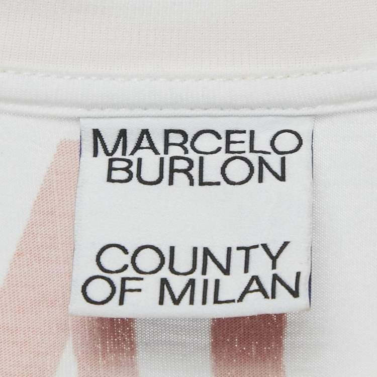 Pre Owned Marcelo Burlon White Graffiti Wings Print Cotton T-Shirt L