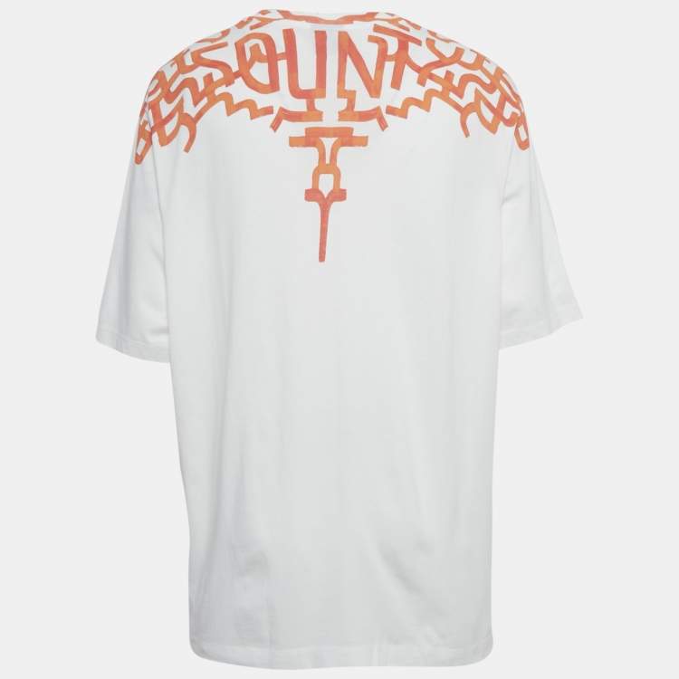 Pre Owned Marcelo Burlon White Graffiti Wings Print Cotton T-Shirt L