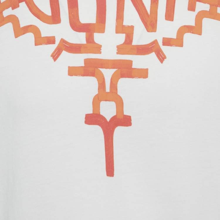 Pre Owned Marcelo Burlon White Graffiti Wings Print Cotton T-Shirt L