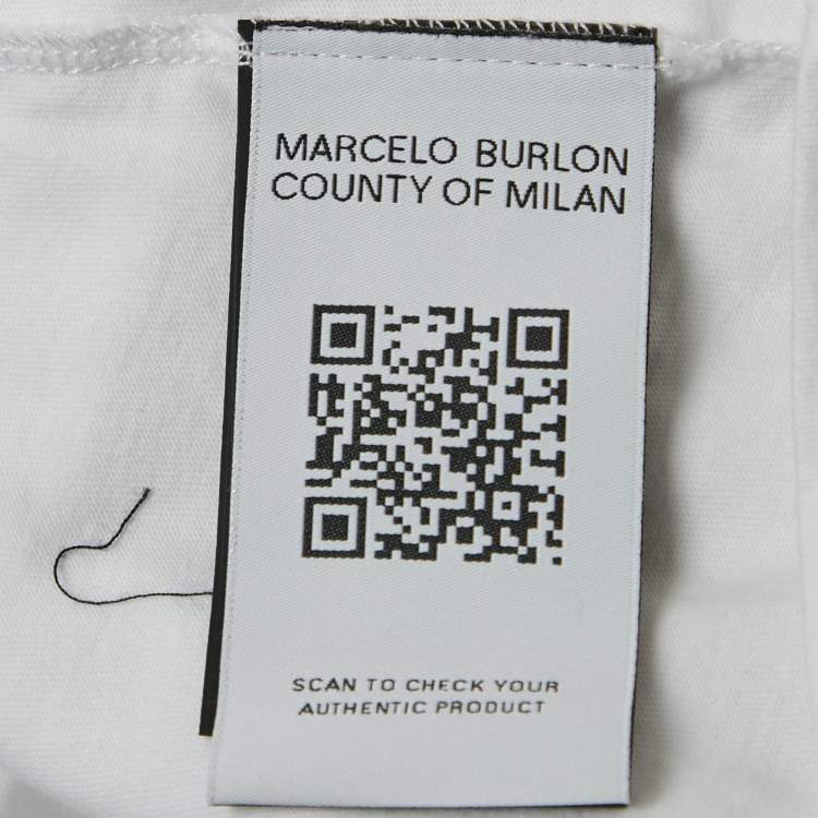 Pre Owned Marcelo Burlon Country of Milan White Grizzly Wings Print Cotton-Shirt XL 