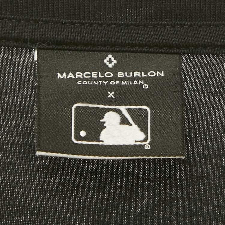 Pre Owned Marcelo Burlon County of Milan x MLB New York Mets Edition Black Cotton T-Shirt M