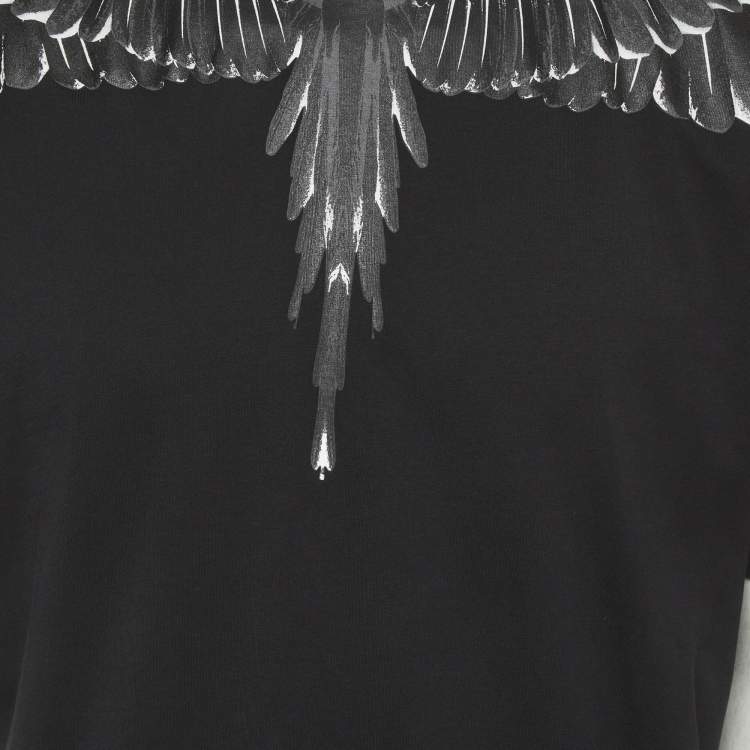 Pre Owned Marcelo Burlon County of Milan Black Icon Wings Print Cotton Crew Neck T-Shirt M
