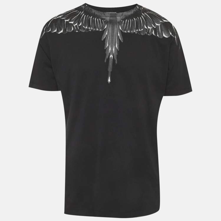Pre Owned Marcelo Burlon County of Milan Black Icon Wings Print Cotton Crew Neck T-Shirt M