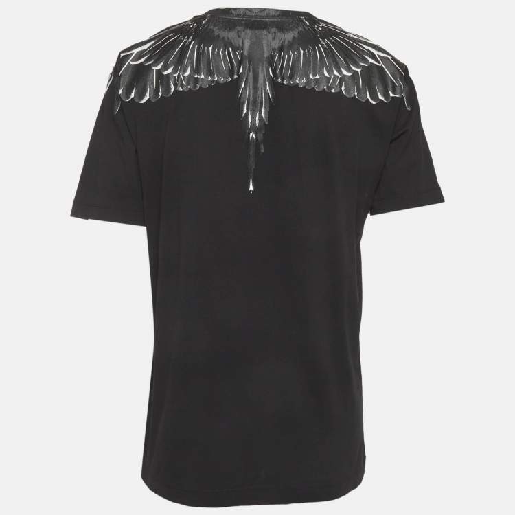 Pre Owned Marcelo Burlon County of Milan Black Icon Wings Print Cotton Crew Neck T-Shirt M