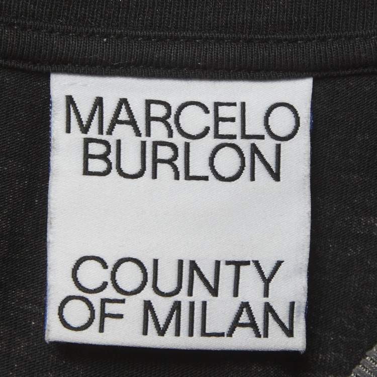 Pre Owned Marcelo Burlon County of Milan Black Icon Wings Print Cotton Crew Neck T-Shirt M