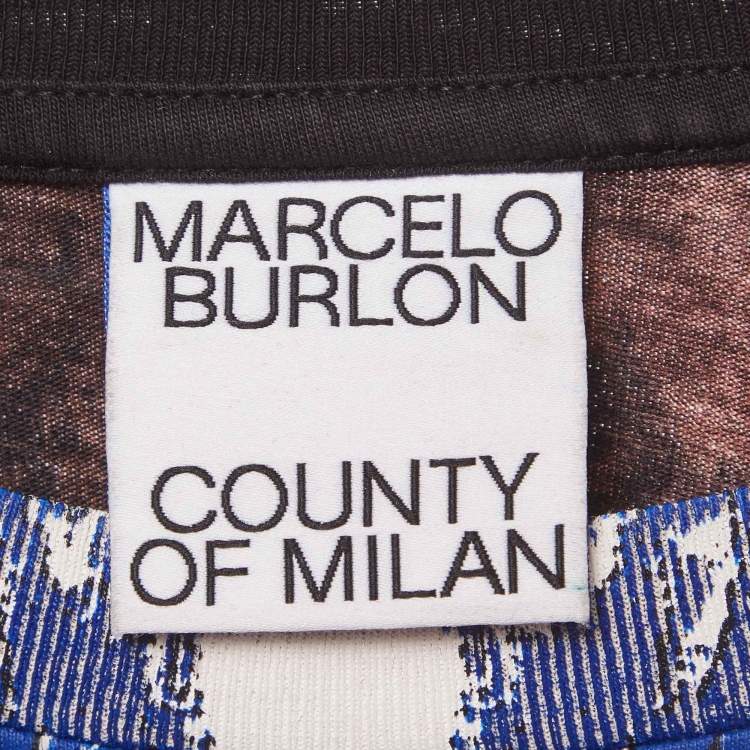 Pre Owned Marcelo Burlon County Of Milan Black Icon Wings Print Cotton Crew Neck T-Shirt M