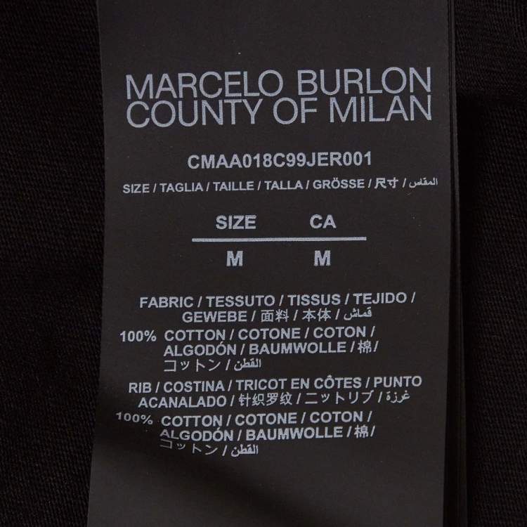 Pre Owned Marcelo Burlon County Of Milan Black Icon Wings Print Cotton Crew Neck T-Shirt M