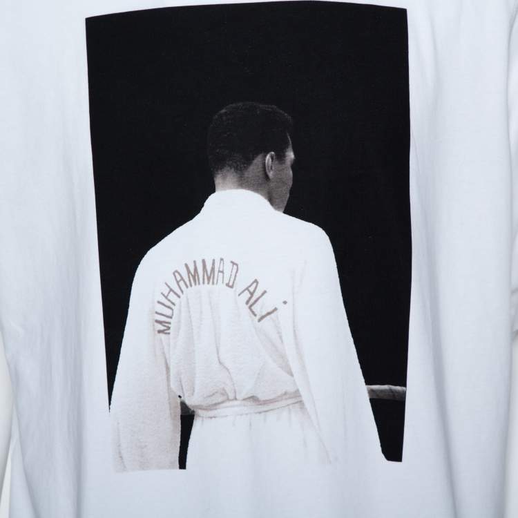 Pre Owned Marcelo Burlon x Muhammad Ali White Graphic Print Cotton T-Shirt M