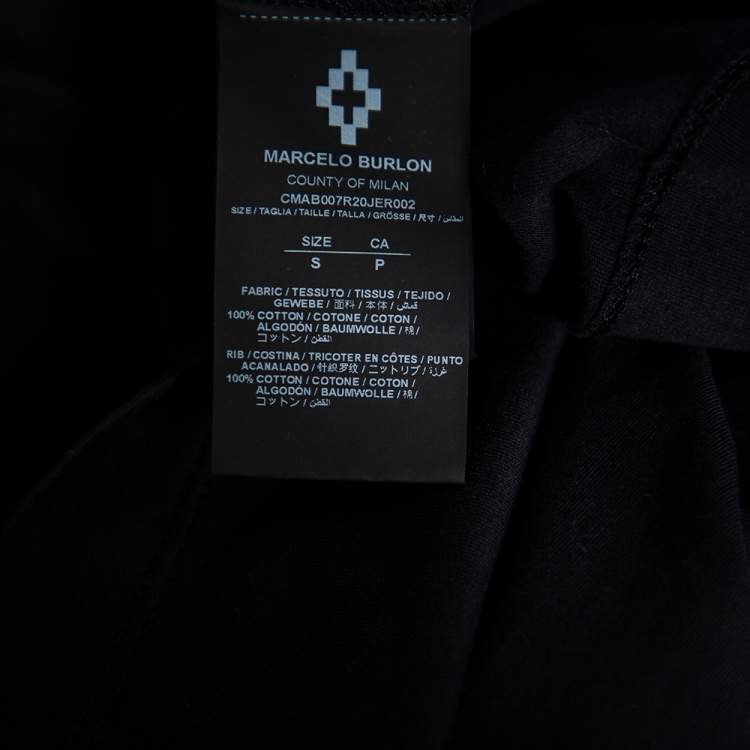 Pre Owned Marcelo Burlon Black Wings Printed Cotton Long Sleeve T-Shirt S