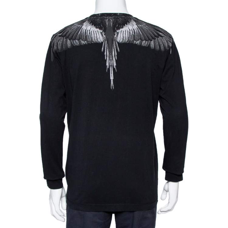 Pre Owned Marcelo Burlon Black Wings Printed Cotton Long Sleeve T-Shirt S