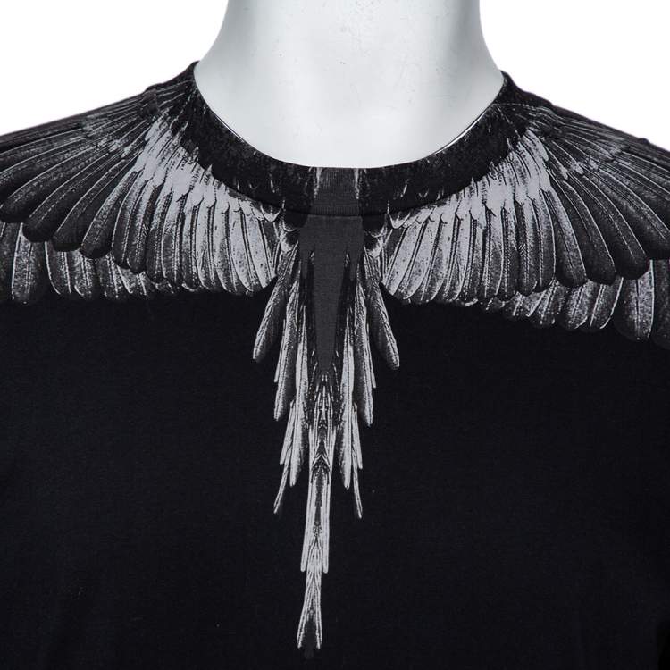 Pre Owned Marcelo Burlon Black Wings Printed Cotton Long Sleeve T-Shirt S
