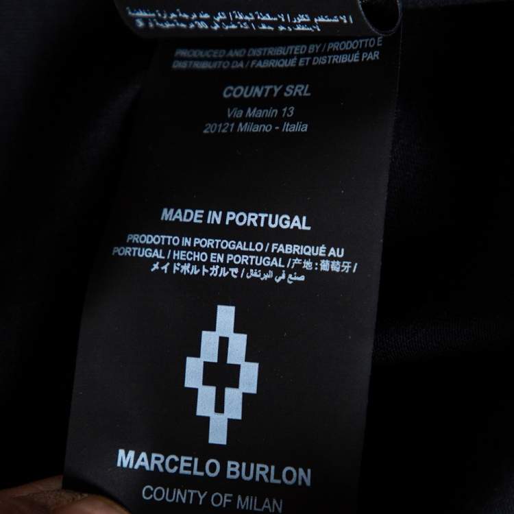 Pre Owned Marcelo Burlon Black Cotton Back Wings Printed Crew Neck T-Shirt M