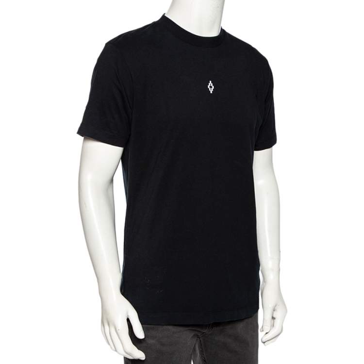 Pre Owned Marcelo Burlon Black Cotton Back Wings Printed Crew Neck T-Shirt M