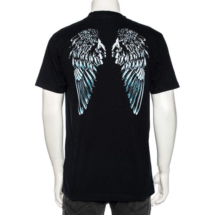 Pre Owned Marcelo Burlon Black Cotton Back Wings Printed Crew Neck T-Shirt M