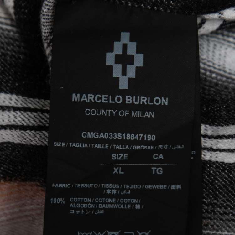Pre Owned Marcelo Burlon Black Bleached Checked Cotton Flannel Shirt XL 