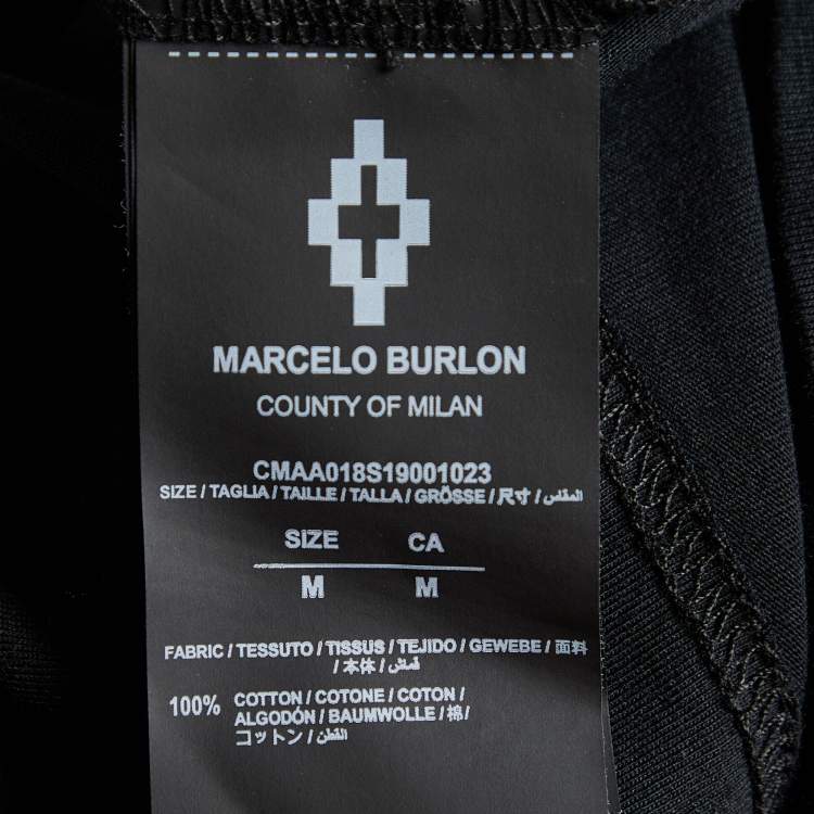 Pre Owned Marcelo Burlon Black Glitch Wings Printed Cotton Knit T-Shirt M