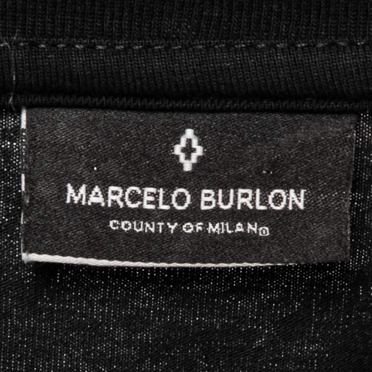 Pre Owned Marcelo Burlon Black Dragon Print Cotton T-Shirt M